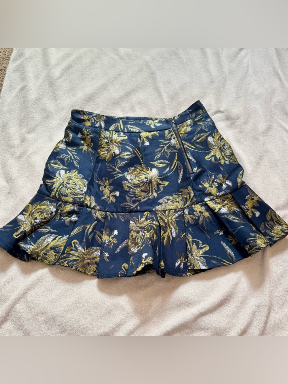 Floral Vintage Pleated Mini Skirt M